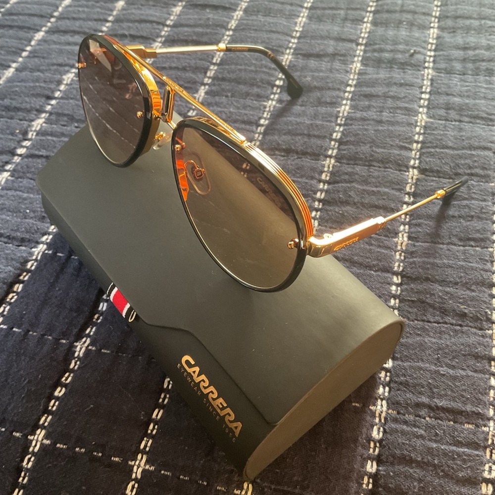 Carrera Black and Gold Aviator Sunglasses